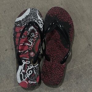 Graphic Black and Red LEROY’S DAUGHTER Flip Flops